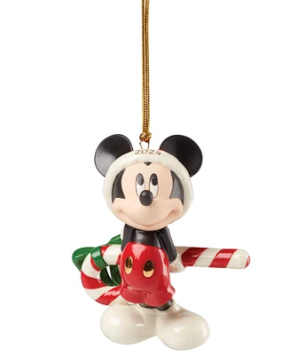 Lenox 2024 Mickey with Candy Cane Ornament