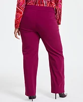 I.n.c. International Concepts Plus Mid-Rise Pull-On Straight-Leg Pants, Created for Macy's