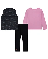 Nike Toddler Girls New Impressions Vest, Logo T-Shirt & Ribbed Leggings, 3 Piece Set