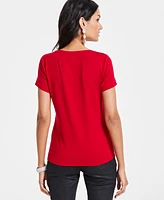 I.n.c. International Concepts Women's Raining-Crystal V-Neck Tee, Created for Macy's