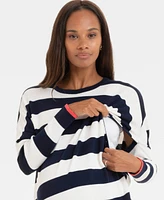 Seraphine Women's Bold Stripe Cotton Knit Maternity and Nursing Sweater