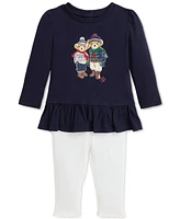 Polo Ralph Lauren Baby Bear Peplum Tee & Ribbed Leggings Set