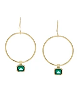 Steve Madden Faux Stone Gem Charm Hoop Earrings