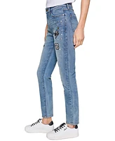 Karl Lagerfeld Paris Petite Super-Stretch Motif Jeans