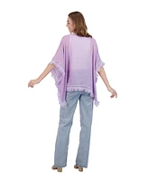 Tahari New York Tahari Women's Lightweight Kimono with Crochet Fringe Trim
