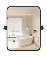 Sugift 30 x 22 Inch Black Metal Framed Pivot Rectangle Wall-Mounted Mirror