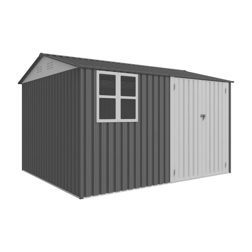 Simplie Fun 8x10FT Outdoor Storage Shed with Galvanized Steel, Sloped Roof & Lockable Doors