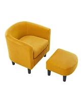 Comfy Yellow Chair with Ottoman for Living Room