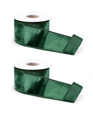 Slickblue Set of 2 Wired Polyester Ribbons – Versatile for Crafting and Home Decor