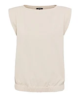 Olsen Cap Sleeve Boat Neck Stretch Top