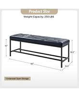 Hulala Home Contemporary Horst Upholstered Bench with Storage Shelf