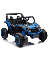 Streamdale Furniture 24V Kids Utv w/Remote, 4-Wheel Suspension, Anti-Collision Bar, Storage, Music, Bluetooth