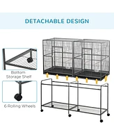 Streamdale Furniture Spacious and Mobile Bird Cage with Easy Cleaning and Access