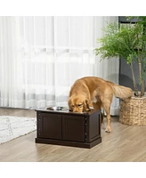 Streamdale Furniture Raised Dog Feeder with Storage, Stainless Steel Bowls for Healthy Digestion