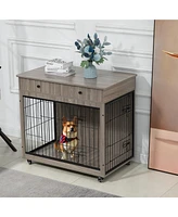 Streamdale Furniture Industrial Style Dog Crate with Storage Drawer