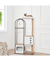 Streamdale Furniture Modern Cat Tree: Multi-Level Condo with Scratching Posts & Perch