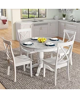 Streamdale Furniture 5 Pieces Dining Table And Chairs Set For 4 Persons, Kitchen Room Solid Wood Table With 4 Chair