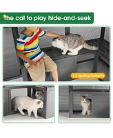 Streamdale Furniture Spacious Outdoor Cat Enclosure with Uv Protection and Play Areas