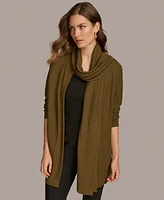 Donna Karan New York Women's Micro-Sequin Scarf Neck Cardigan