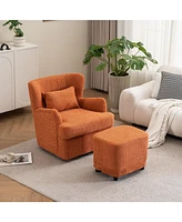 Simplie Fun Modern Velvet Swivel Armchair, 360° Comfort, No Assembly