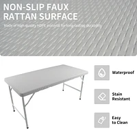 4FT Foldable Rattan Table, Portable & Durable