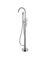 Mount Bathtub Faucet Freestanding Tub Filler Brushed Nickel Standing High Flow Shower Faucets