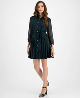 Tommy Hilfiger Women's Argyle-Print Sheer-Sleeve Dress