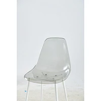 Transparent Grey Plastic Seat Dining Chair with Metal Legs (Set of 4)