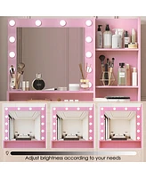 Streamdale Furniture Vabches Makeup Vanity with Adjustable Lights & Storage