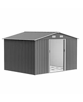 Streamdale Furniture 10x8FT Outdoor Storage Shed with Metal Base & Lockable Doors