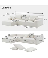 Streamdale Furniture 109x68 Modular Sectional Living Room Sofa Set, Modern Minimalist Style Couch