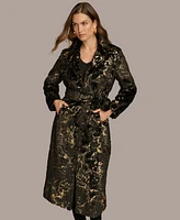 Donna Karan New York Women's Metallic Faux Fur Belted Coat