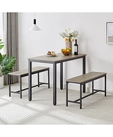 Streamdale Furniture Industrial Style Dining Set with Benches, Counter, and Chairs