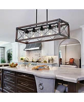 Streamdale Furniture Rustic Farmhouse 5-Light Kitchen Island Chandelier | Industrial Edison Lighting