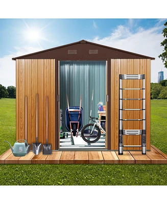 Streamdale Furniture 8FT x 6FT Outdoor Metal Storage Shed with Floor Base