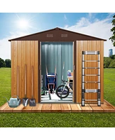 Streamdale Furniture 8FT x 6FT Outdoor Metal Storage Shed with Floor Base