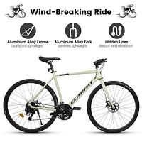 Lightweight 700C Road Bike with 21 Speeds, Suspension Fork, Disc Brakes