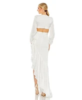 Women's Cut Out Asymmetrical Ruffled Gown