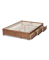 Baxton Studio Wren Modern and Contemporary Walnut Finished 3-Drawer King Size Platform Storage Bed Frame