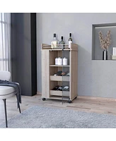 Streamdale Furniture Willow Park Glass Door Bar Cart With Bottle Holder And Casters Light Gray