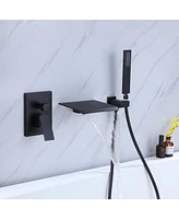 Streamdale Furniture Waterfall Wall-Mount Tub Filler With Handheld Shower