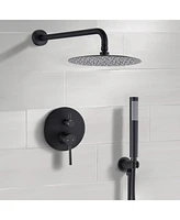 Streamdale Furniture 10" Matte Black Roud Rain Shower Head And Handheld Shower Head Set