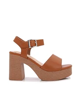 Cross Block Heel Sandals