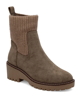 Mia Women's Kara Knit Cuff Lug Sole Chelsea Booties