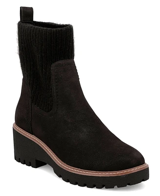 Mia Women's Kara Knit Cuff Lug Sole Chelsea Booties