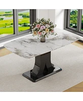 Streamdale Furniture Luxurious Faux Marble Dining Table with Modern X-Shaped Base