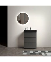 Streamdale Furniture Gray Bathroom Vanity with Sink and Large Storage, Modern Style