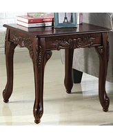 Streamdale Furniture Ornate Detailing Dark Cherry Finish Wood End Table