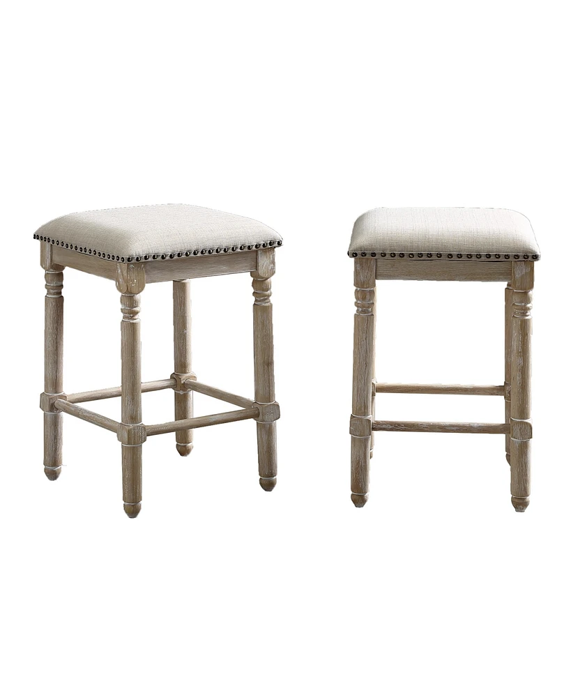 Streamdale Furniture Wood Upholstered Swivel Counter Height Stool, Set of 2, Tan