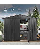 Streamdale Furniture Black Metal Outdoor Storage Shed 8.2'X6.2' Lockable Cabinet